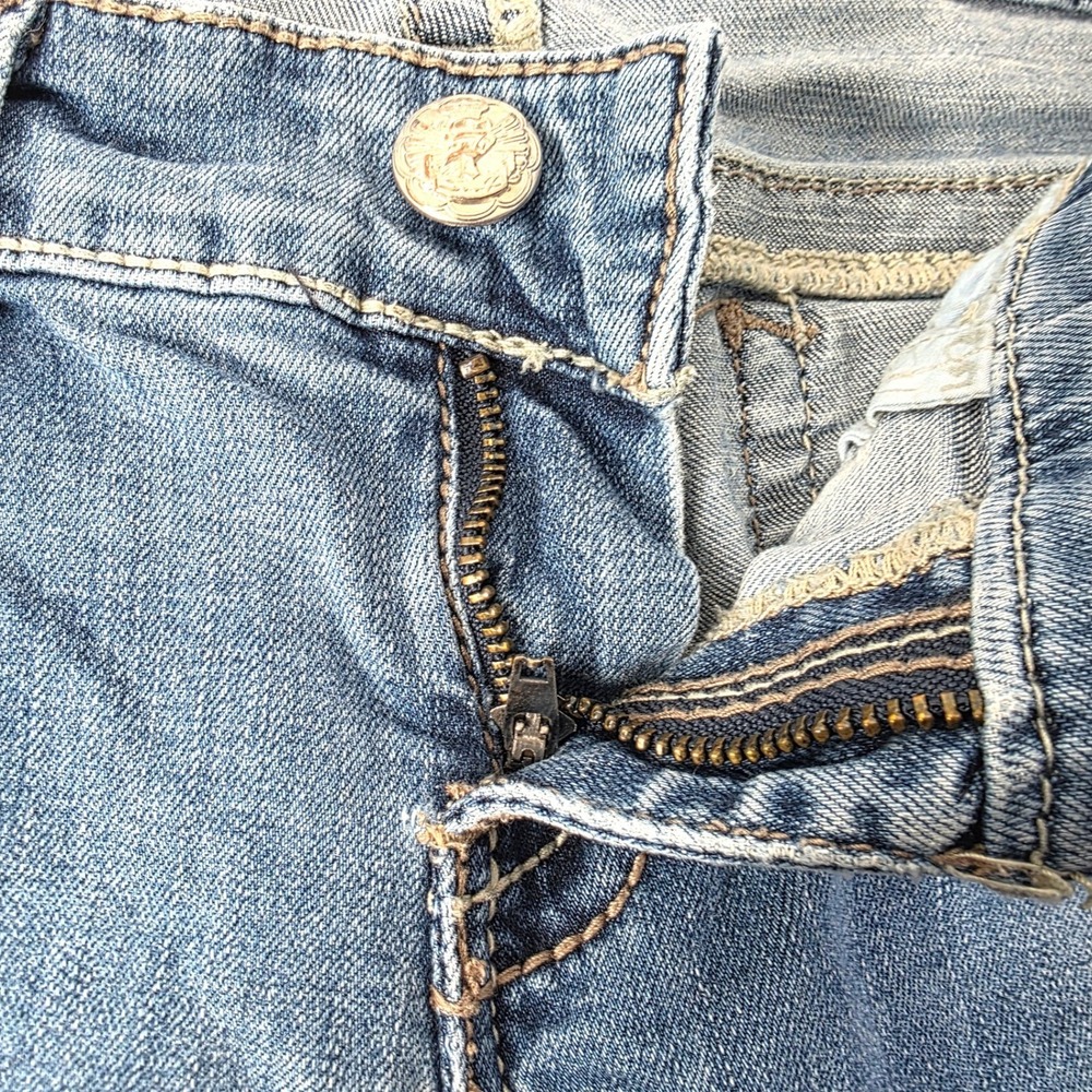 Seven7 Womens Bootcut Jeans Size 28 Medium Wash Embroidered Thick Stitch Denim - Picture 7 of 12